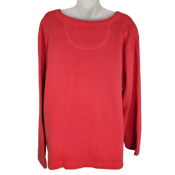 Orvis Women Sweater Size XL Petite Red Long Sleeve Pullover Cotton Outdoors Knit - Picture 2 of 10
